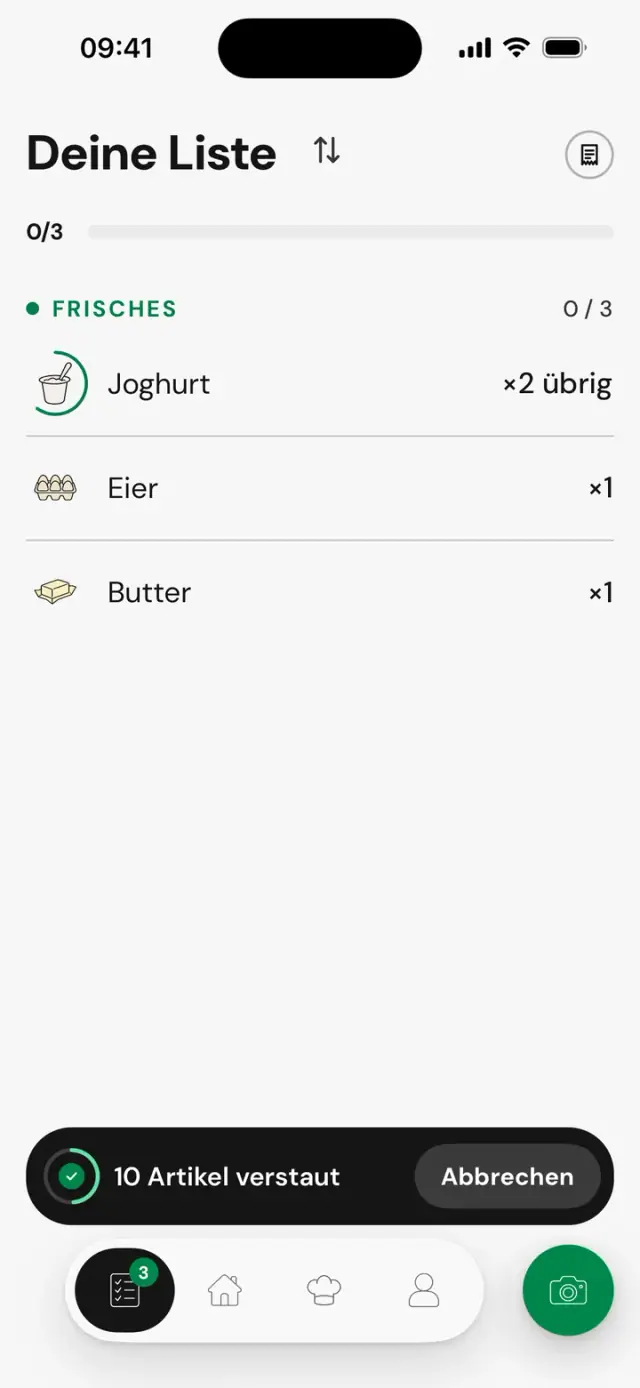 Zurück auf der Liste: „10 Artikel verstaut“
