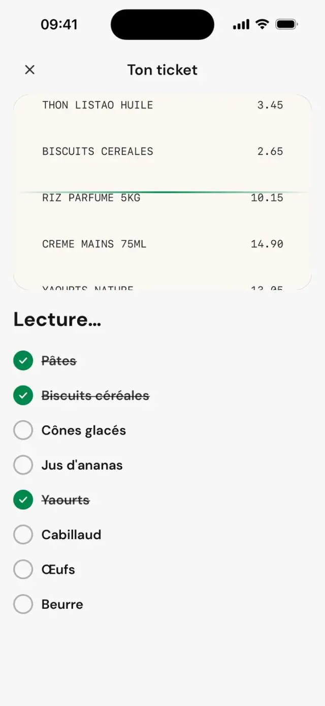 Le ticket lu ligne à ligne : « Lecture… »