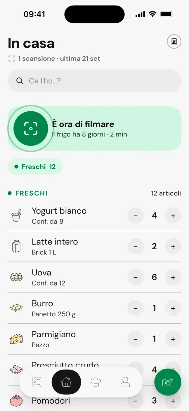 Schermata «In casa»