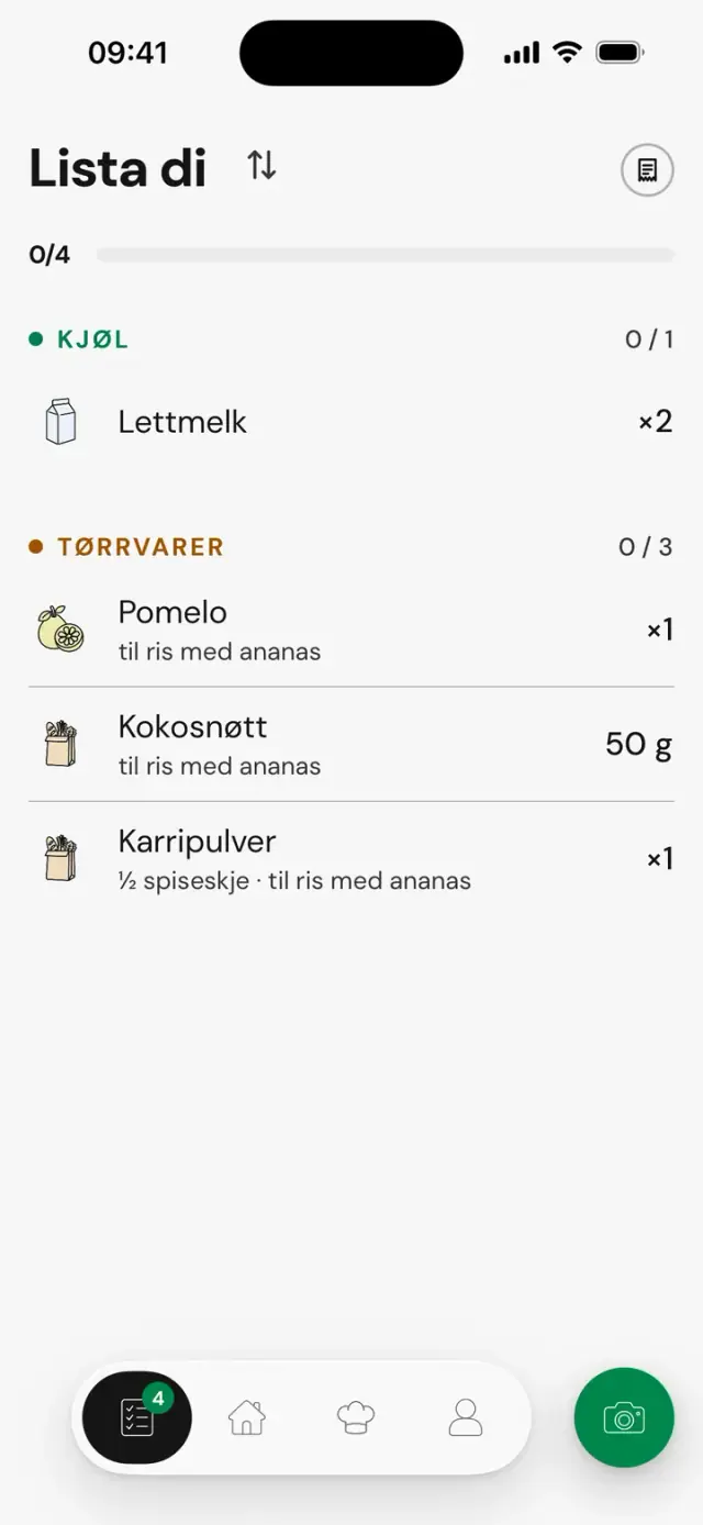 Lista med pomelo, kokos og karri «til Ris med ananas»