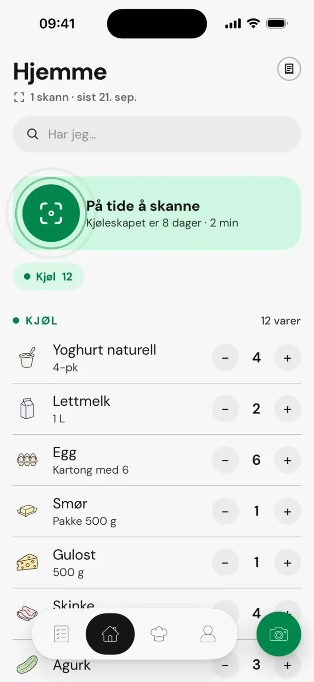 Skjermen «Hjemme»
