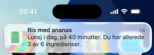 Varsel: Ris med ananas. Lunsj i dag, på 40 minutter. Du har allerede 3 av 6 ingredienser.