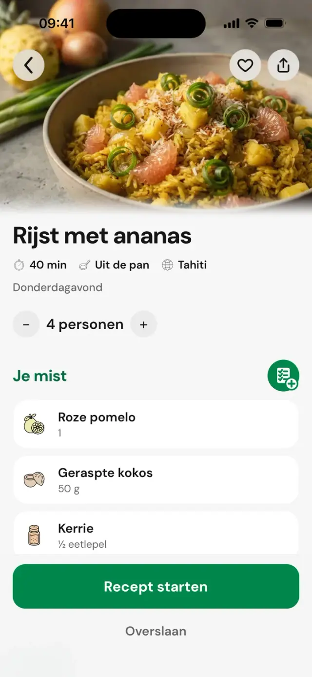 Recept ‘Rijst met ananas’: 40&nbsp;min, Tahiti, 4 personen, Je mist