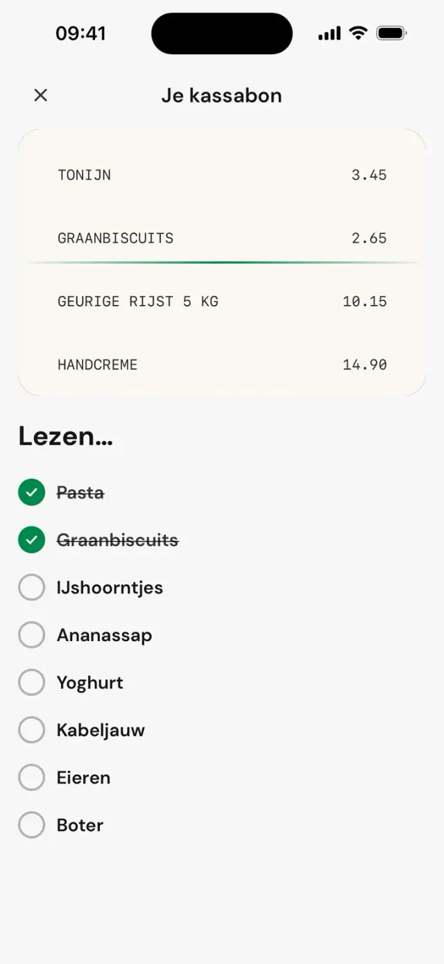 De kassabon regel voor regel gelezen: ‘Lezen…’