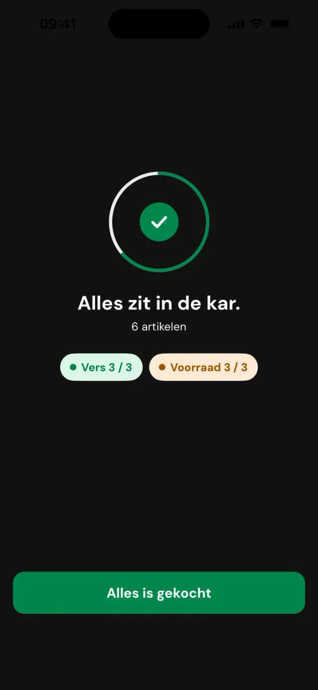 Scherm ‘Alles zit in de kar. 6 artikelen’, Vers 3 van 3, Voorraad 3 van 3